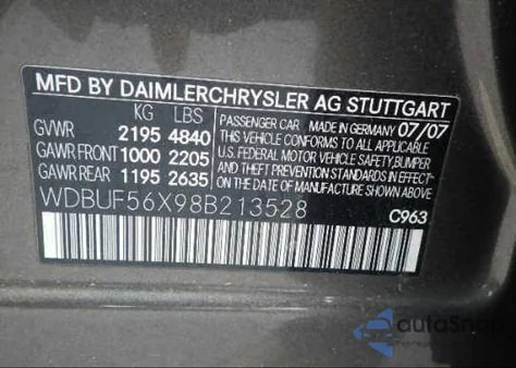 2008 Mercedes-Benz E350 из США, поврежденный, VIN WDBUF56X98B213528